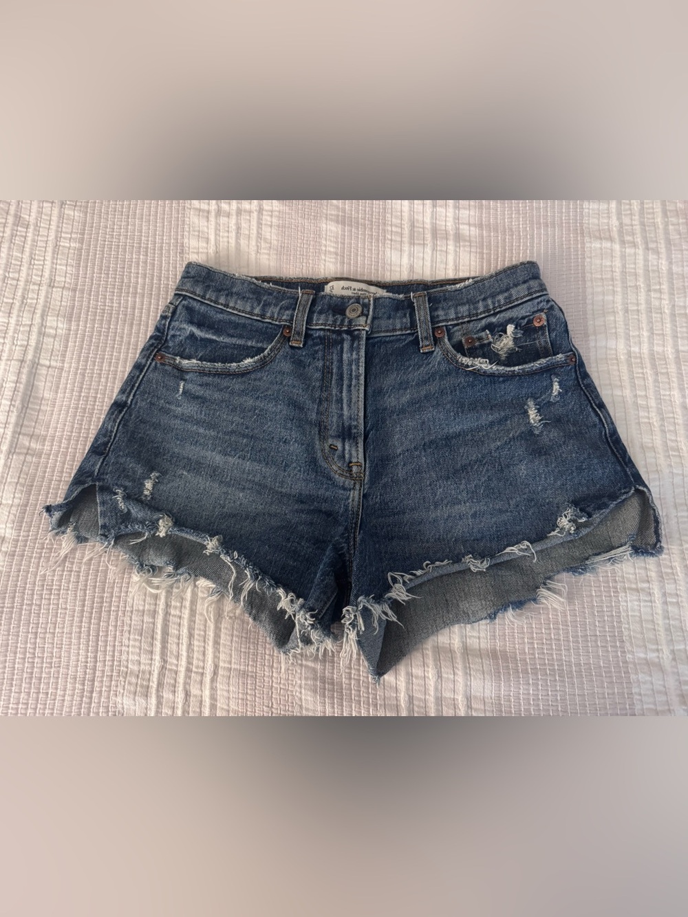 Abercrombie & Fitch Distressed Dark Blue Denim Cutoff Shorts
